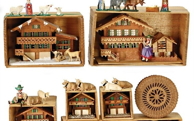 nice mixed lot of wooden miniatures, bear as painter