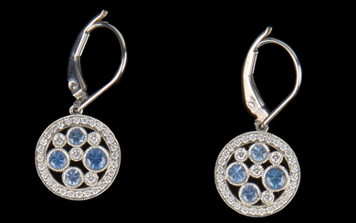 Original Tiffany & Co earrings with diamonds and aquamarines
