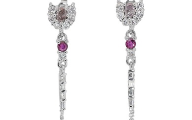 1.06 Total Carat Weight - - Earrings - 14 kt. White gold - 1.06 tw. Diamond (Natural) - Diamond