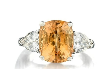 A 6.67-Carat Unheated Ceylon Golden Sapphire Dia. Ring