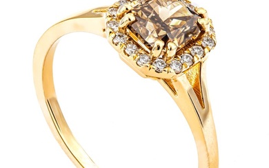 1.11 tcw Diamond Ring - 14 kt. Yellow gold - Ring - 1.00 ct Diamond - 0.11 ct Diamonds