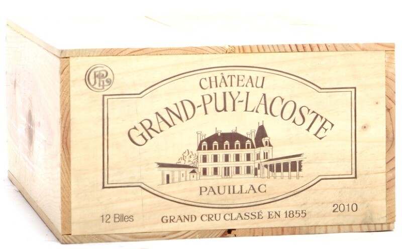 12 bts. Château Grand Puy Lacoste, Pauillac. 5. Cru Classé 2010 A (hf/in). Owc.
