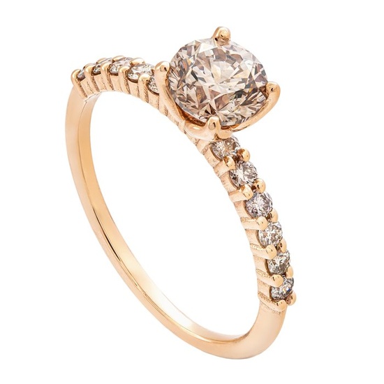 1.21 tcw SI1 Diamond Ring Pink gold - Ring - 0.96 ct Diamond - 0.25 ct Diamonds - No Reserve Price