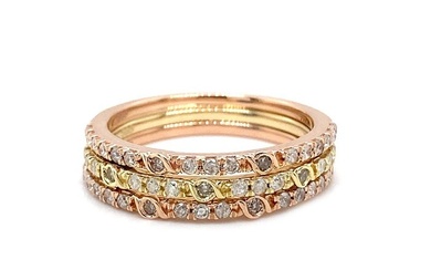 14 kt. Pink gold, Yellow gold - Ring - 0.42 ct Diamond