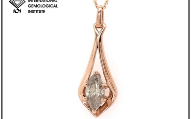 14 kt. Rose Gold - Necklace with pendant - 0.65 ct Diamond - Fancy Yellowish Grey - SI1 - No Reserve Price