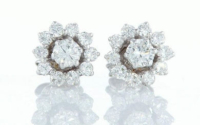 14 kt. White gold - Earrings - 1.30 ct Diamond