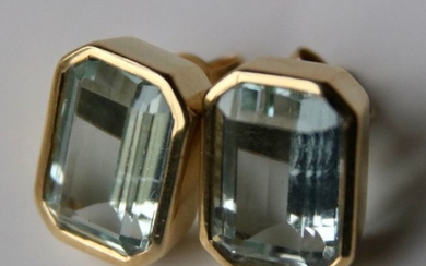 14 kt. Yellow gold - Earrings - 11.00 ct natural Aquamarine - New state