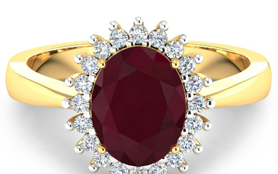 14KT Yellow Gold 1.5ct Ruby and Diamond Ring