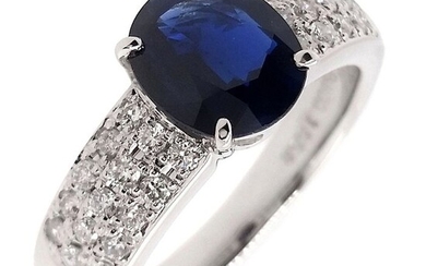 1.55ct Kashmir Not-Heated Sapphire and 0.34ct Natural Diamonds - IGI Report - Platinum - Ring Sapphire - No Reserve Price