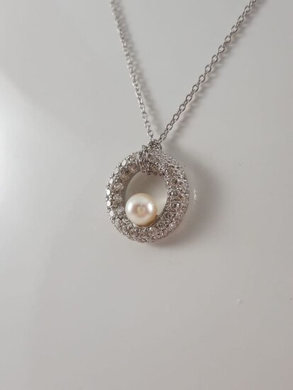 18 kt. White gold - Necklace with pendant - Diamond