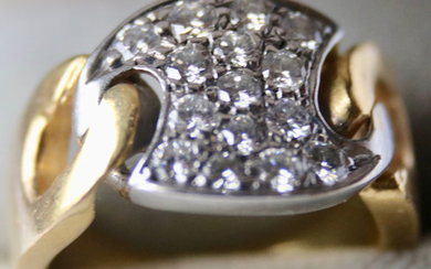18 kt. White gold, Yellow gold - Ring - 0.45 ct 14 brilliant cut Diamonds G/VS1 - Diamonds