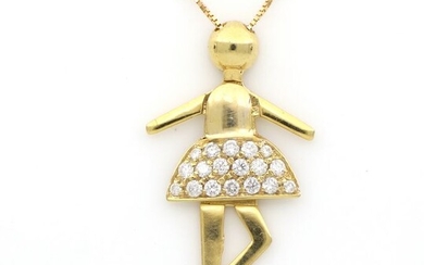 18 kt. Yellow gold - Necklace with pendant - 0.32 ct Diamonds