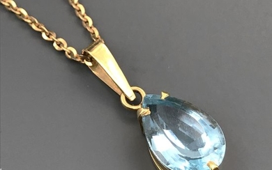 18 kt. Yellow gold - Necklace with pendant Topaz