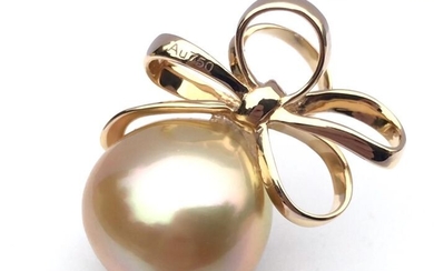 18 kt. Yellow gold - Pendant Golden South Sea Pearl - 12.5 x 12.5mm