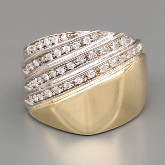 18 kt.White gold, Yellow gold - Ring - 0.43 ct Diamonds