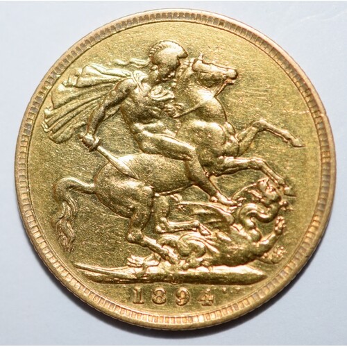 1893 Gold Full Sovereign - Queen Victoria - Melbourne Mint