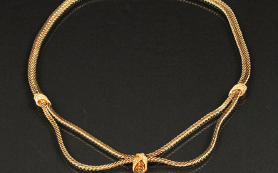 18K Y/G DOUBLE STRAND 17" NECKLACE; 52.4 GR TW