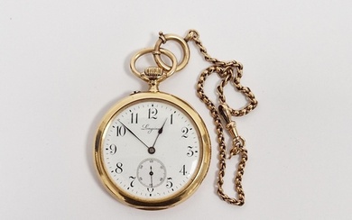 18ct gold cased open-face Longines pocket watch, the enamel ...