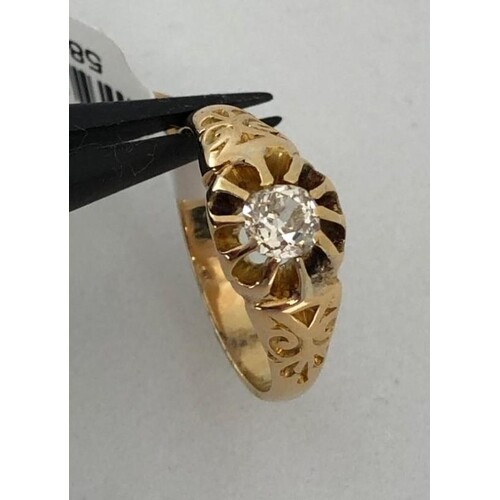 18k yellow gold ring with old cut diamond 0.30ct; 3.40g; siz...