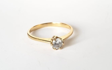19,2 kt. Gold - Ring - 0.23 ct Diamond