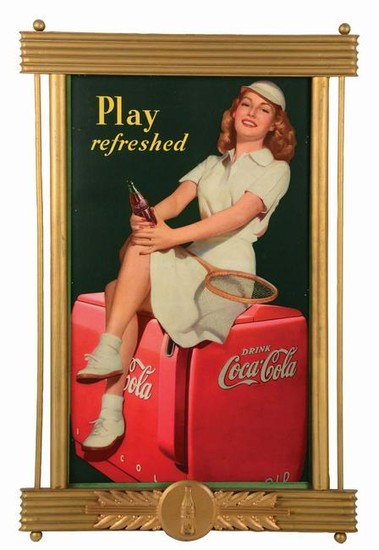 1949 PLAY REFRESHED COCA-COLA ADVERTISING SIGN.