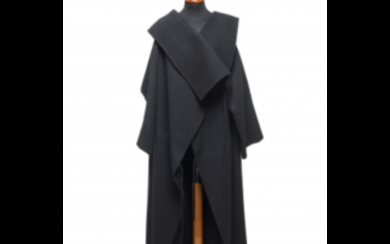 SAMPLE GARMENT Peculiar long black cashmere coat with an...