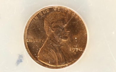 1970-S LARGE DATE LINCOLN CENT ANACS MS65 RED
