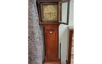 19TH CENTURY OAK LONGCASE CLOCK WITH BRASS DIAL SIGNED STEPH...