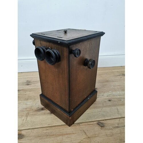 19th C. mahogany and rosewood table top stereoscope complete...