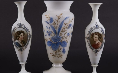 19th Century English Hand Painted Bristol Glass Vases
