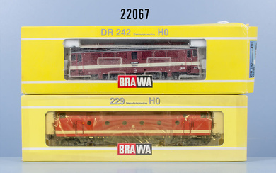 2 Brawa H0 Loks, dabei 0231 E-Lok der DR, BN 242 089-1 und 0432 Diesellok der DR, BN ...