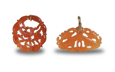 2 Chinese Agate Toggles, 19th Century