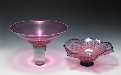 (2) Young & Constantin Art Glass Center Bowls