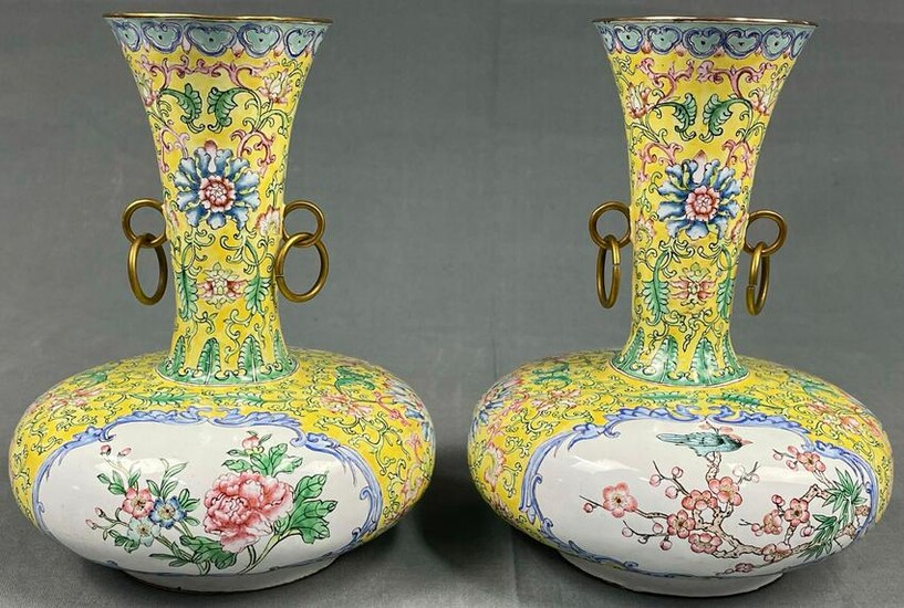 2 vases. Probably China antique. Probably cloisonné