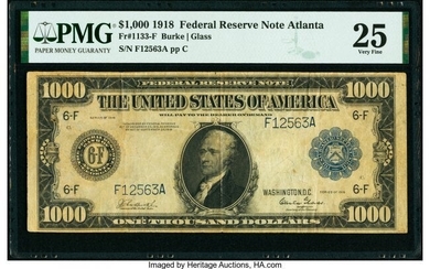20067: Fr. 1133-F $1,000 1918 Federal Reserve Note PMG