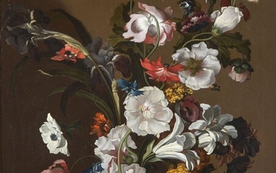 267 École HOLLANDAISE vers 1700, entourage de Simon VERELST Bouquet de fleurs dans un vase...