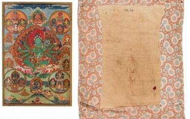28067: Two Tibetan Polychromed Fabric Tson-tang Thangka