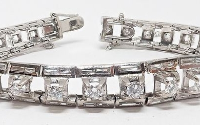 900 Platinum - 50s rivier vintage bracelet - 8.00 ct ninety three diamonds