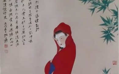 Ink painting - Chinese scroll painting on paper - 《张大千-李药师》"Beauty" Made after Zhang Daqian- China - Late 20th century