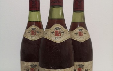 3 Bouteilles GEVREY CHAMBERTIN - ARMAND ROUSSEAU 1977 Étiquettes tachées. 3 à 2,6cm