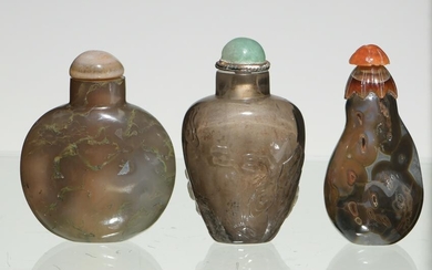 3 Chinese Crystal and Agate Snuff Bottles,18-19th