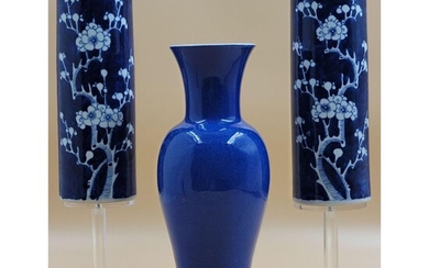3 Chinese Vases 19th C , 2 Blue & White & 1 Monochrome