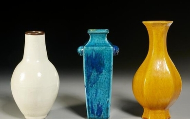 (3) Chinese monochrome porcelain vases