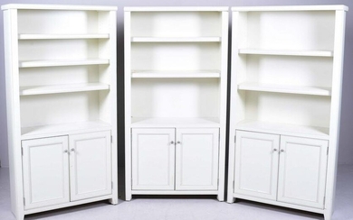 (3) pc Contemporary white painted wall unit/bookcases