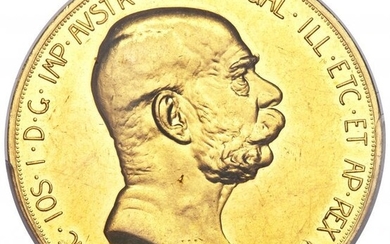 30067: Franz Joseph I gold 100 Corona 1908 MS62 Proofli