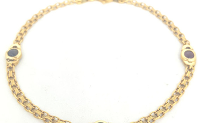 18 kt. Yellow gold - Bracelet - 0.30 ct Emerald - Ruby, Sapphire