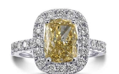 3.01 Carat VS2 Fancy Certified Natural Diamonds Halo Ring - 18 kt. White gold - Ring - 3.01 ct Diamond - Diamonds, NO RESERVE