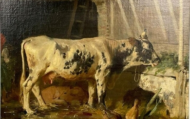 Christian Friedrich MALI (1832 - 1906). Cow and Birds.