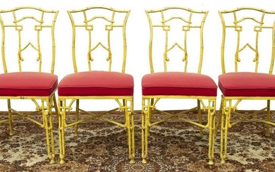 (4) CHINOISERIE FAUX BAMBOO ALUMINUM CHAIRS