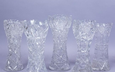 5 Assorted Antique ABP Cut Glass Vases